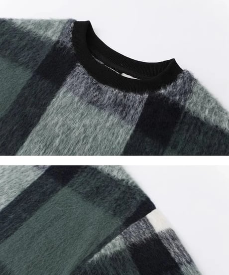 mohair check knit pullover　NL2101