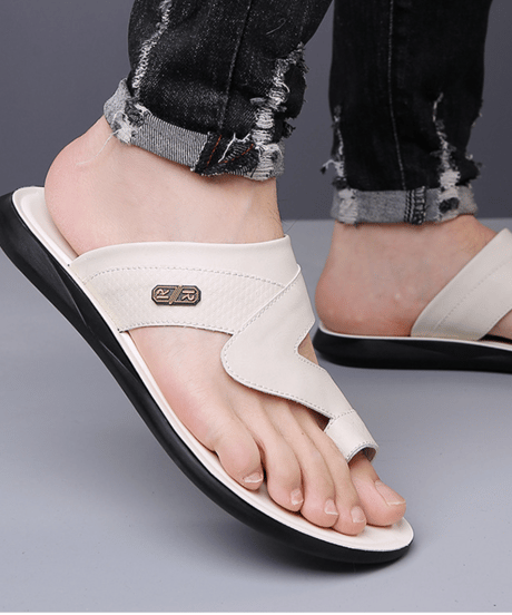 casual leather cross-strap thong sandals /3color　NL2387