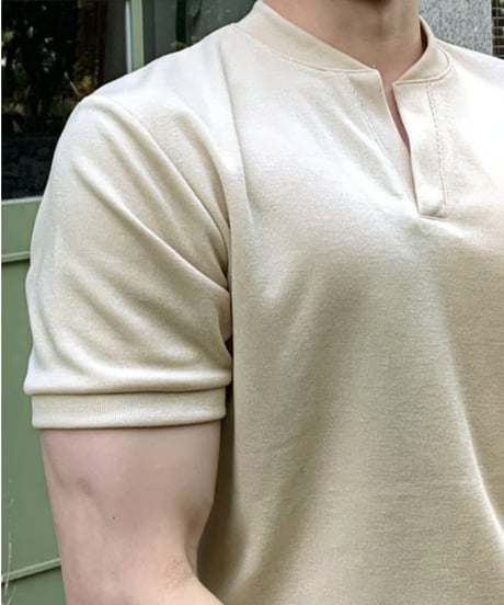 henley neck polo shirt /3color　NL2115