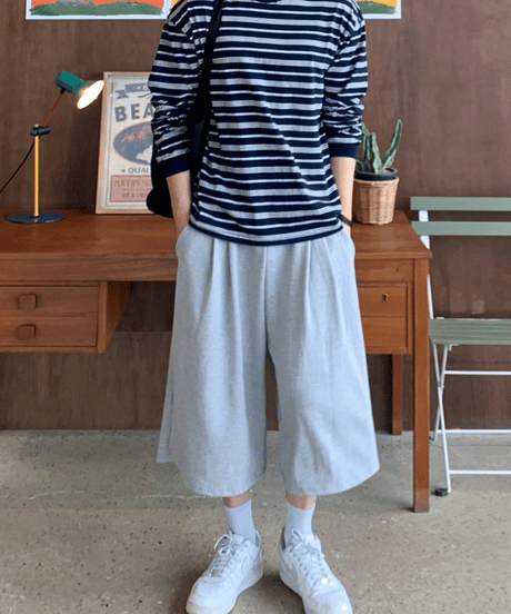 oversized wide sweat shorts　NL2408