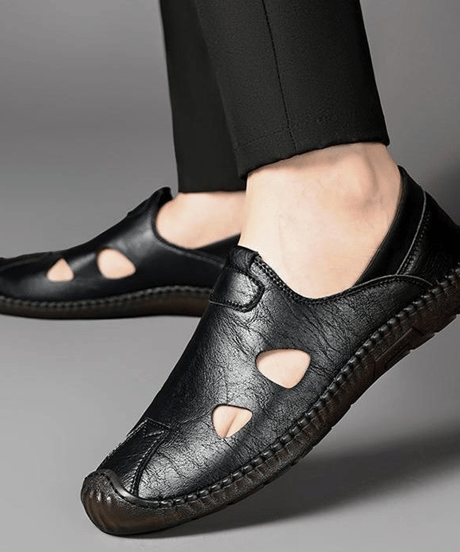breathable leather slip-on summer sandals /2color　NL2389