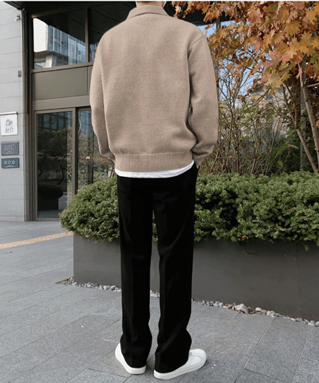 oversized polo collar knit sweater/2color　NL2171