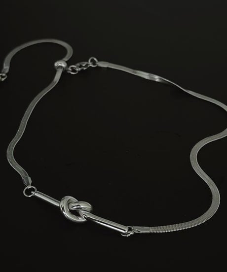 silver snake chain  knot necklace　NL2093