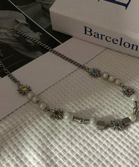 color gem star pearl necklace　NL2245