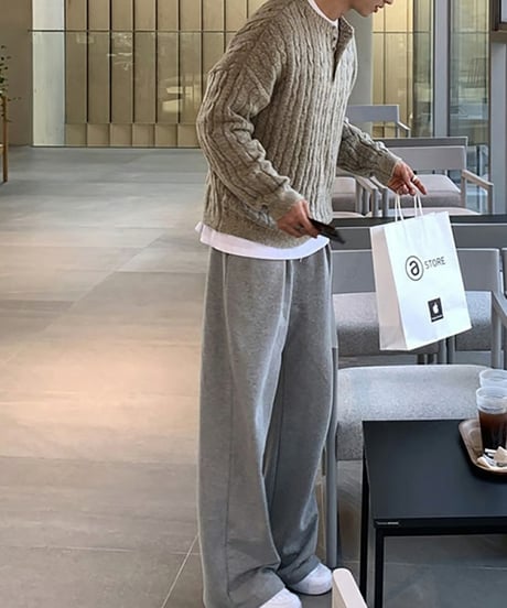 henley neck cable knit /2color　NL2100