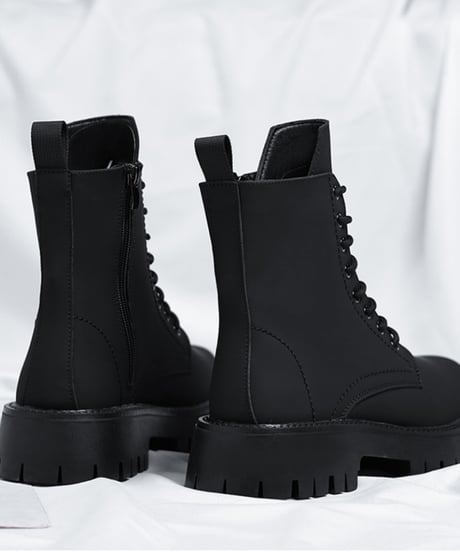 men's platform lace-up boots black　NL2359