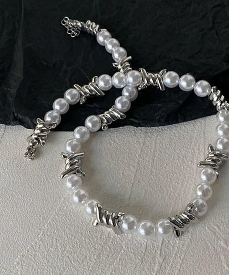barbed wire pearl necklace　NL2197