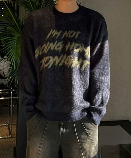 graphic brushed crew neck knit /3color　NL2094