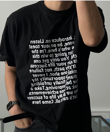mirrored text casual loose tee /3color　NL2394