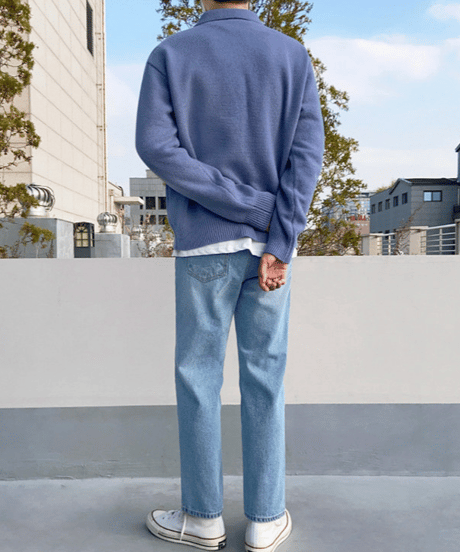 oversized polo collar knit sweater/2color　NL2171