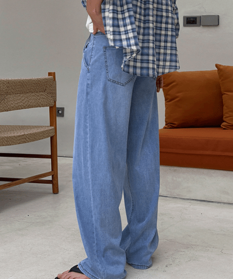 effortless vintage wash wide denim /2color　NL2406