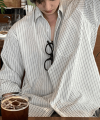 striped relaxed-fit shirt /2color　NL2399