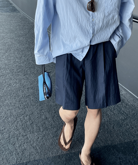 relaxed fit nylon linen shorts　NL2157