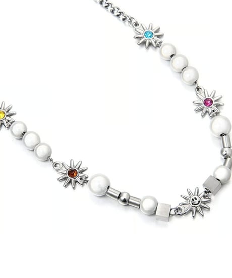 color gem star pearl necklace　NL2245