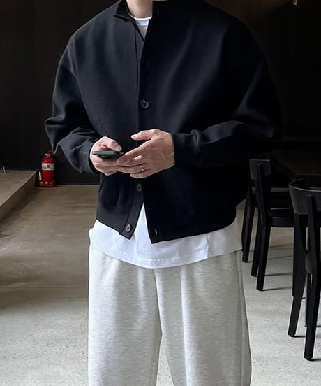 stand collar zip knit cardigan /2color　NL2341