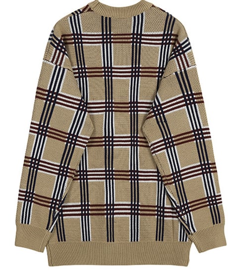 classic plaid crewneck loose sweater　NL2103