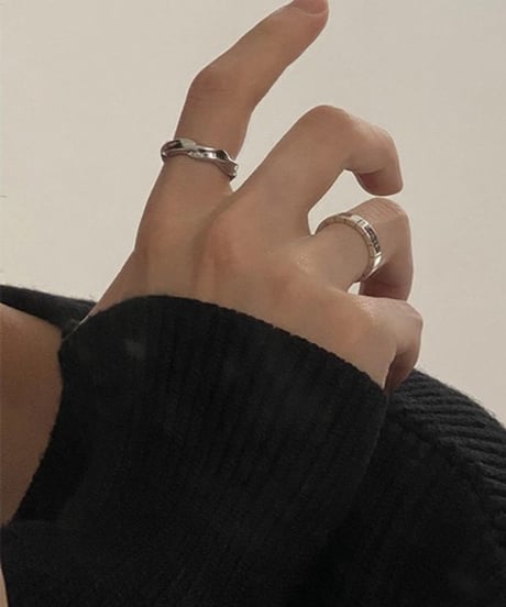 tile pattern open silver ring　NL2199