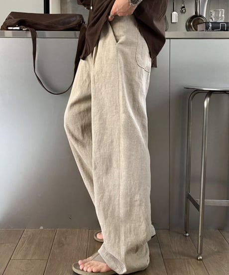 wide tuck linen slacks /6color　NL2326