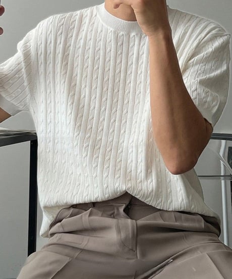 short sleeve crew neck sweater /2color　NL2396