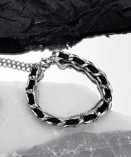 leather double chain bracelet　NL2178