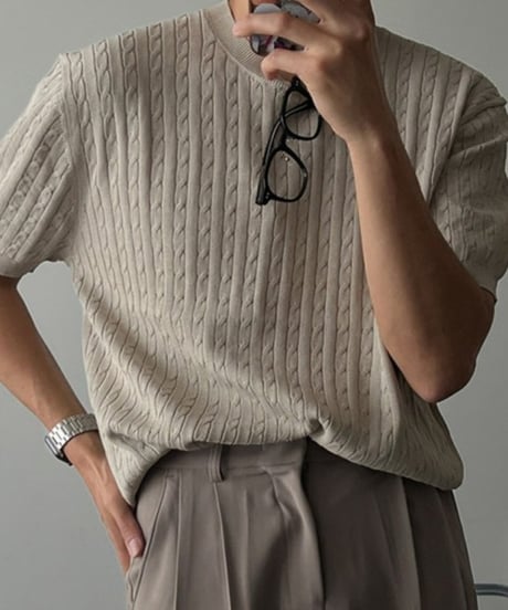 short sleeve crew neck sweater /2color　NL2396