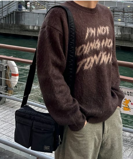 graphic brushed crew neck knit /3color　NL2094