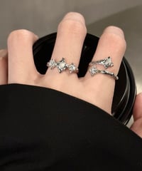 star moon pearl heart silver rings　NL2177
