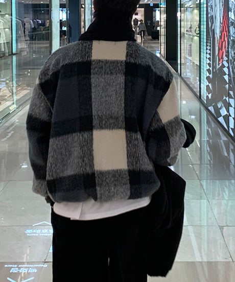 mohair check knit pullover　NL2101