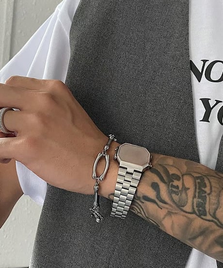 silver bone link toggle bracelet　NL2264