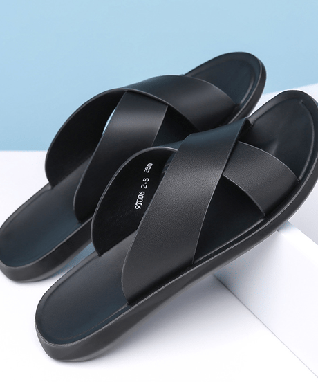 mens cross strap leather sandals/2color　NL2386