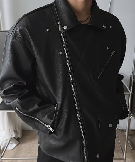 oversized faux leather riders jacket 　NL2091