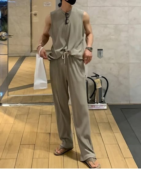 urban pleated sleeveless setup /2color　NL2304