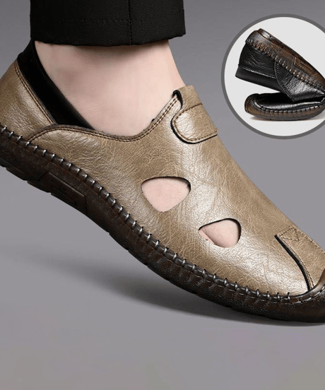 breathable leather slip-on summer sandals /2color　NL2389