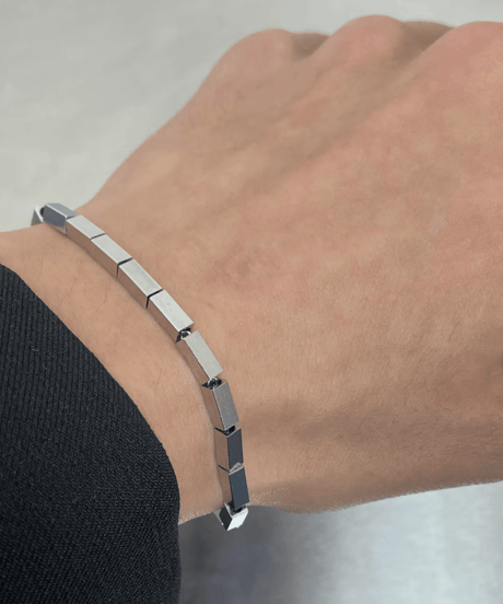 square block chain bracelet silver　NL2266