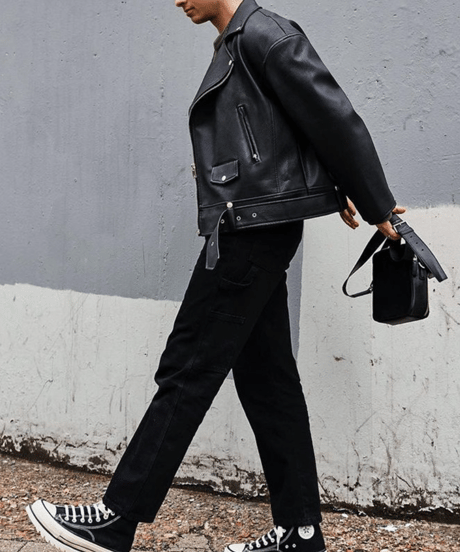 oversized faux leather riders jacket 　NL2091