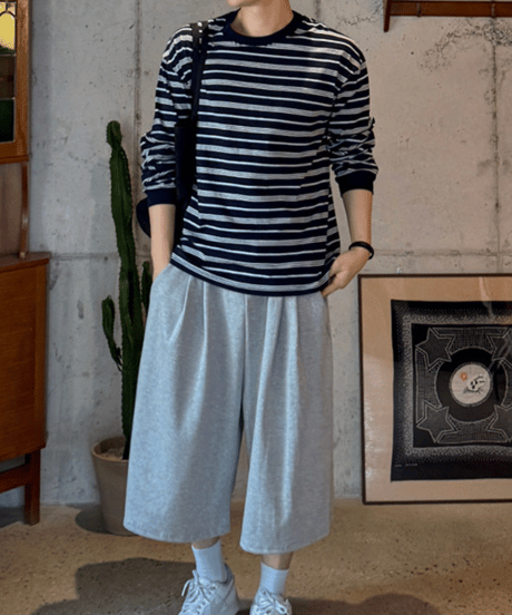 oversized wide sweat shorts　NL2408