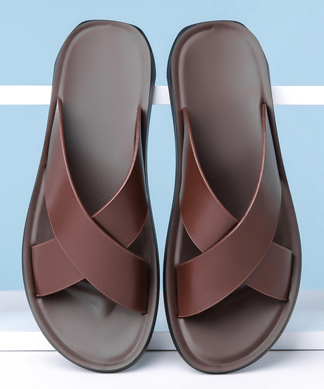mens cross strap leather sandals/2color　NL2386