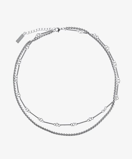 layered mix chain necklace silver　NL2259