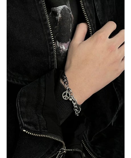 bicolor peace sign chain bracelet　NL2265