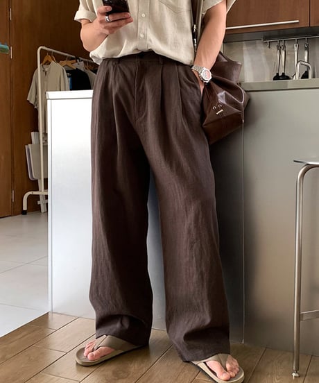 wide taper pleated pants /5color  NL2393