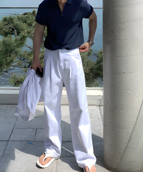 half-zip ribbed knit polo shirt /4color　NL2166