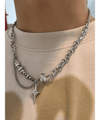 cyber punk star asymmetric necklace　NL2226