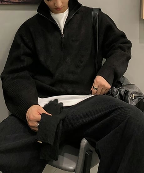 half zip ribbed pullover knit /4color　NL2105