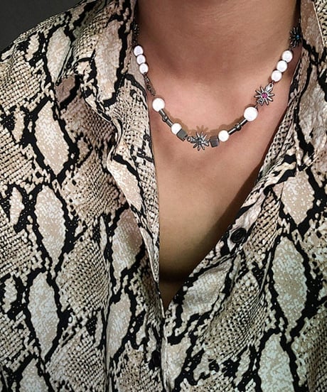 color gem star pearl necklace　NL2245