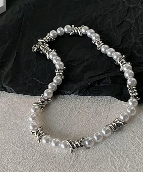 barbed wire pearl necklace　NL2197