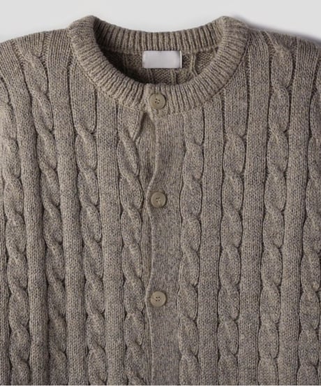 cable knit crew neck cardigan　NL2131