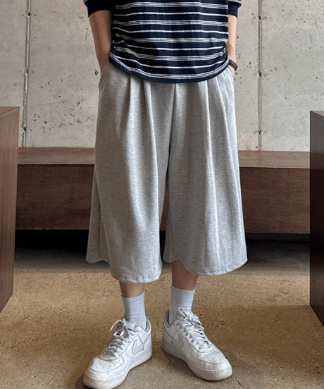 oversized wide sweat shorts　NL2408