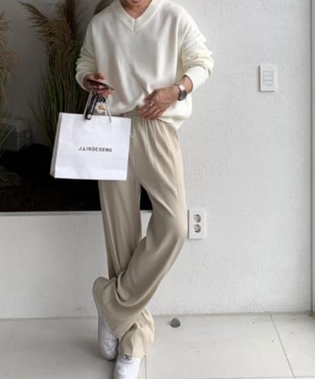 v-neck relaxed fit chunky knit /5color　NL2159