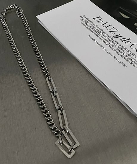 modern block curb chain necklace　NL2187