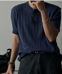 texture short sleeve knit sweater/３color　NL2397